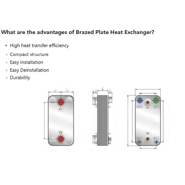 316L SS Brazed Plate Heat Exchanger BPHE for HVAC Chillers Heat Pumps Industrial Oil Coolers HP Condensers Copper Tubes