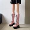 Fashion 2025 New Womens Punk Style Personalized Butterfly Slope Heel Platform Lady High Boots Motorcycle Rider Boots Stage Cosplay Shoes