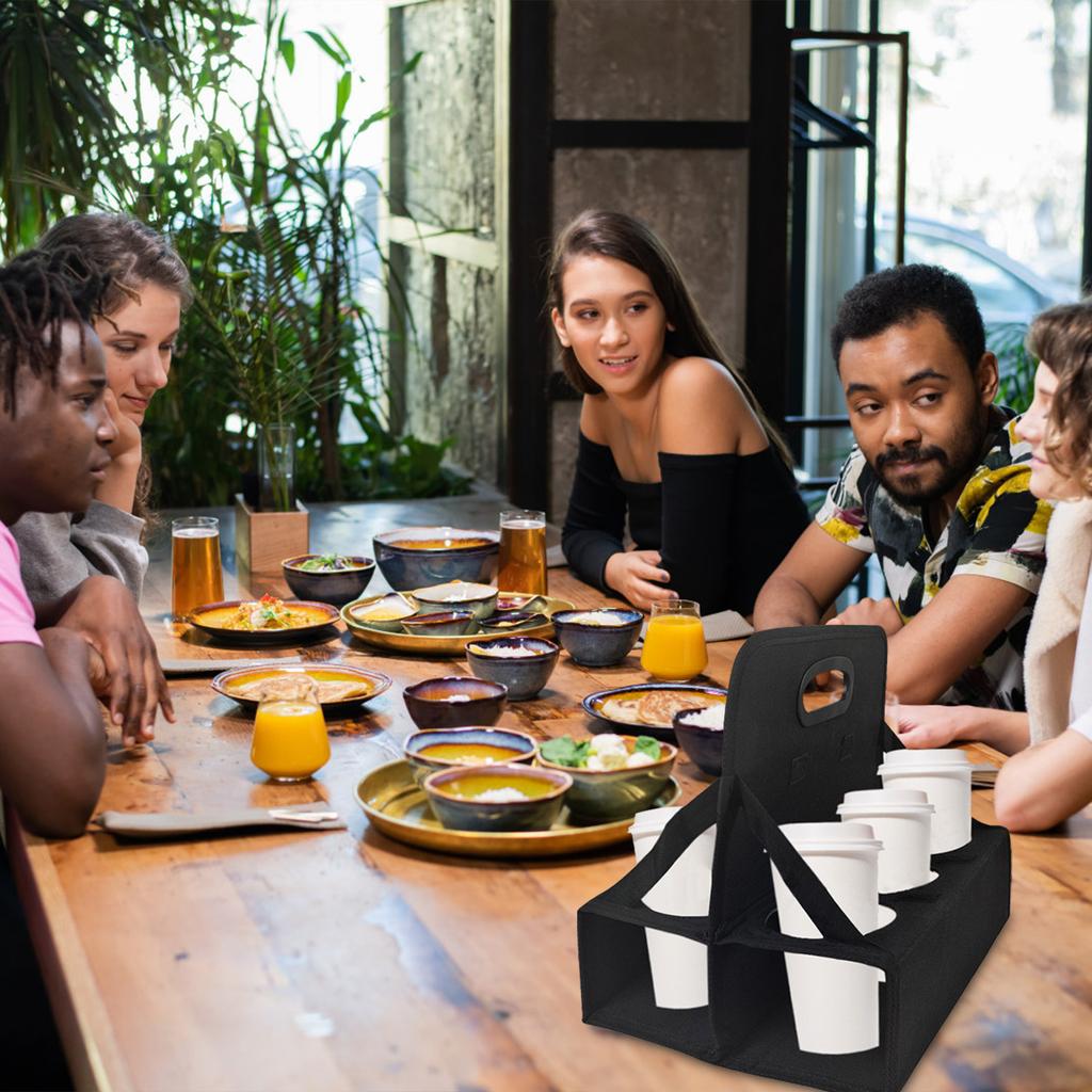 Portable Drink Carrier Keep Your Drink Cold And Food Hot Drink Caddy Bag Reusable Insulated Cup Holder Perfect For Food Delivery