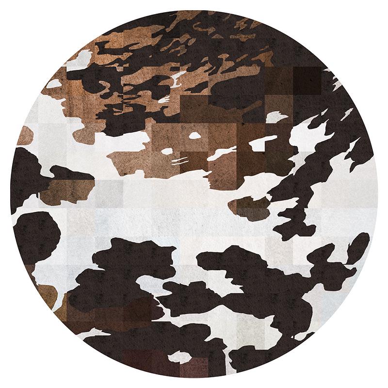 Faux Animal Skin Cowhide Zebra Leopard Print Round Floor Mat