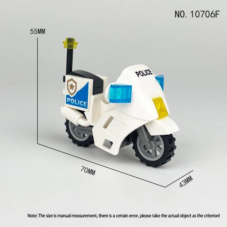 10706A-10706H 672608 Panther Patrol Motorcycle Harley Police Car Building Block Toy