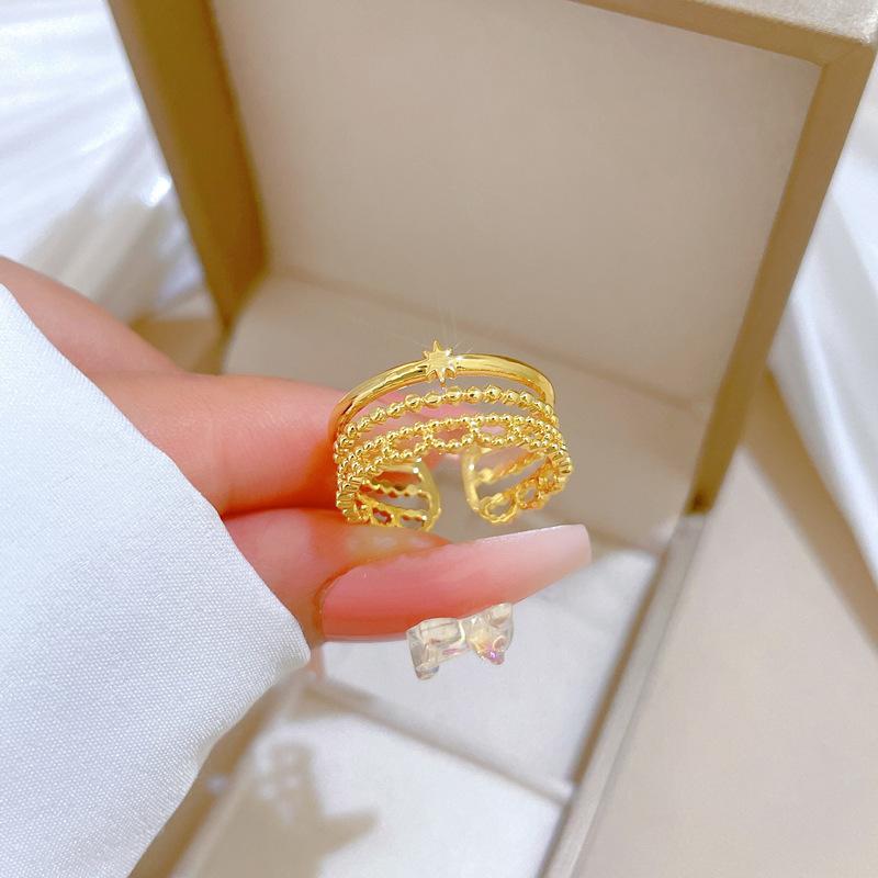 Real Gold Minimalist Fengsen Ring Opening Adjustable Simple Jewelry Japanese Ring Couple Ring
