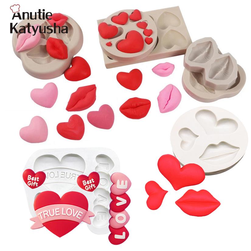 Lip Heart LOVE Shape Silicone Mold Valentine's Day Cookie Cupcake Chocolate Baking Mold Fondant Cake Decorating Tools