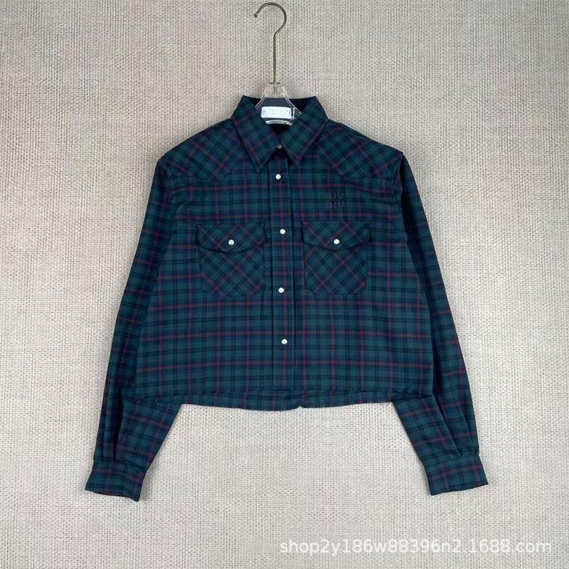 Women s Autumn/Winter Plaid Lapel Long Sleeve Shirt - Versatile & Slimming Small темно-зеленого