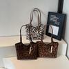 Japan and Korea Fashion Tote Bag Daily Commuting Versatile Leopard Print Fashion Large Capacity Shoulder Bag Travel Out Armpit Bag