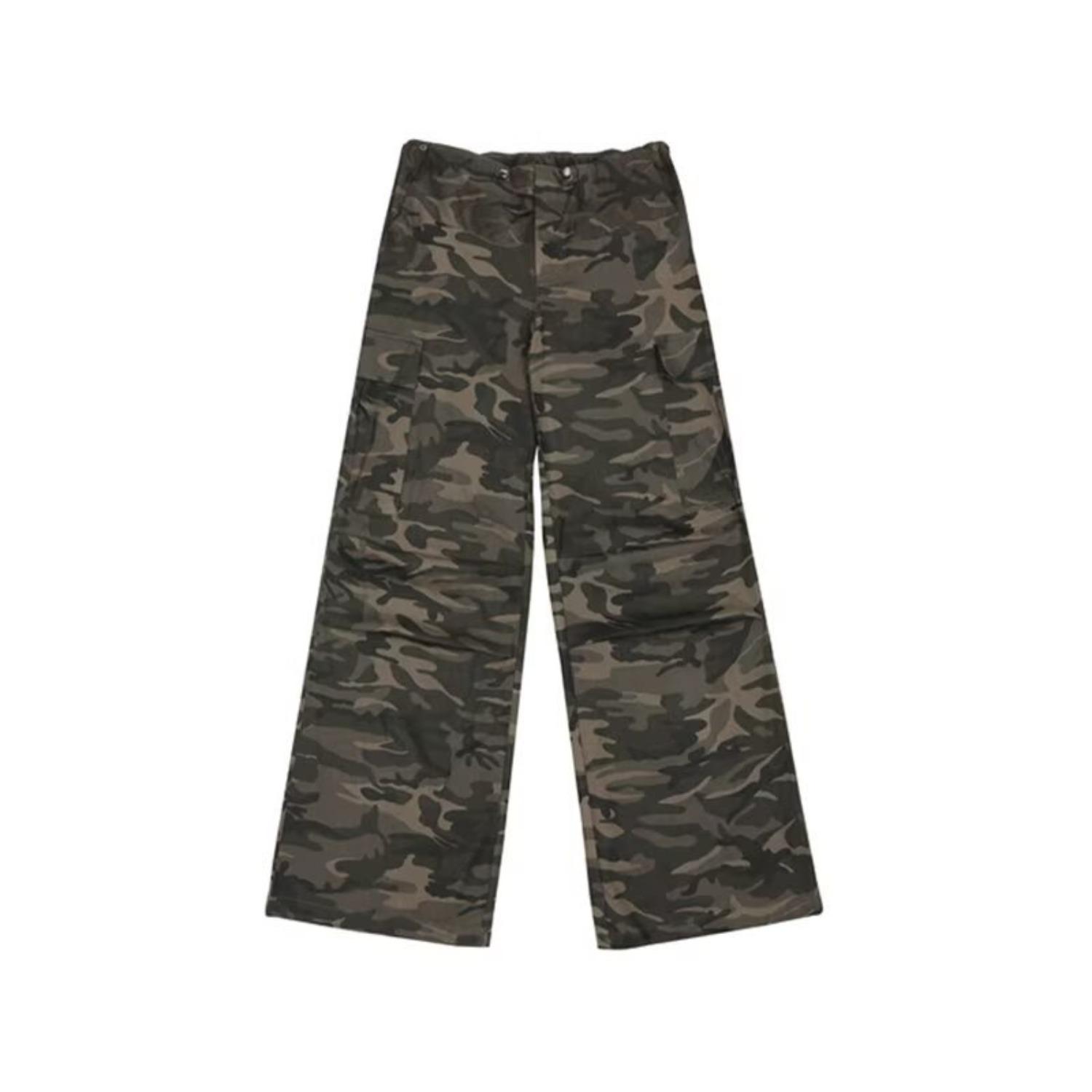 Women s High Waist Cargo Jeans Loose Straight Wide Leg Trousers Streetwear Denim Pants S