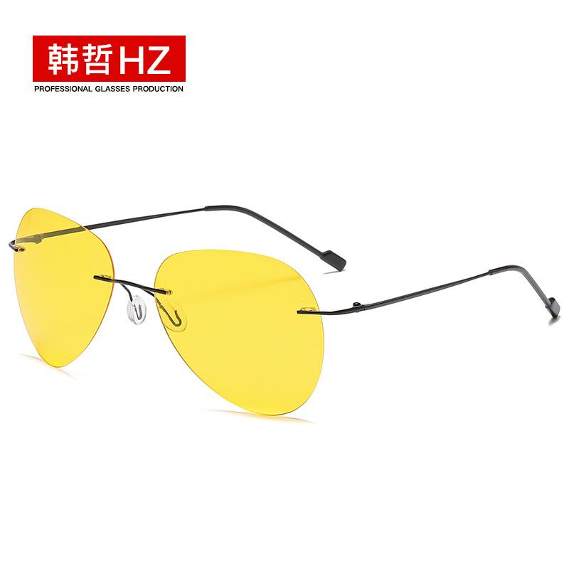 Metal Titanium Light Rimless Color Changing Sunglasses for Men Driving Day Night Glasses New gafas de sol hombre