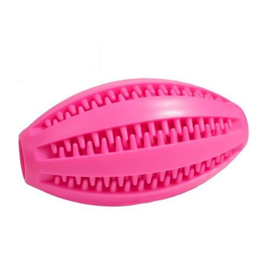 Pet Chew Toy Food Leakage Puzzle Slow Feeder Rugby Shape Natural Rubber Bite-Resistant Clean Teeth Massage Gums Dog Toy