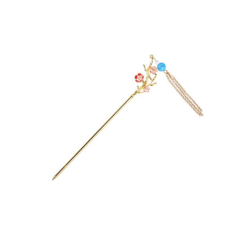 ExquisiteAncient Han Nationality Buns One Step, One Step Shake The Long Tassel Design, Gold Plating, Golden Flower Drip Gum Ancient Style