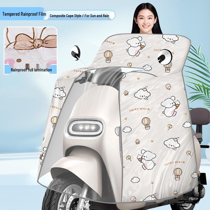 Universal All-Season Rain & Sun Shield Poncho for Electric Vehicle & Motorcycle