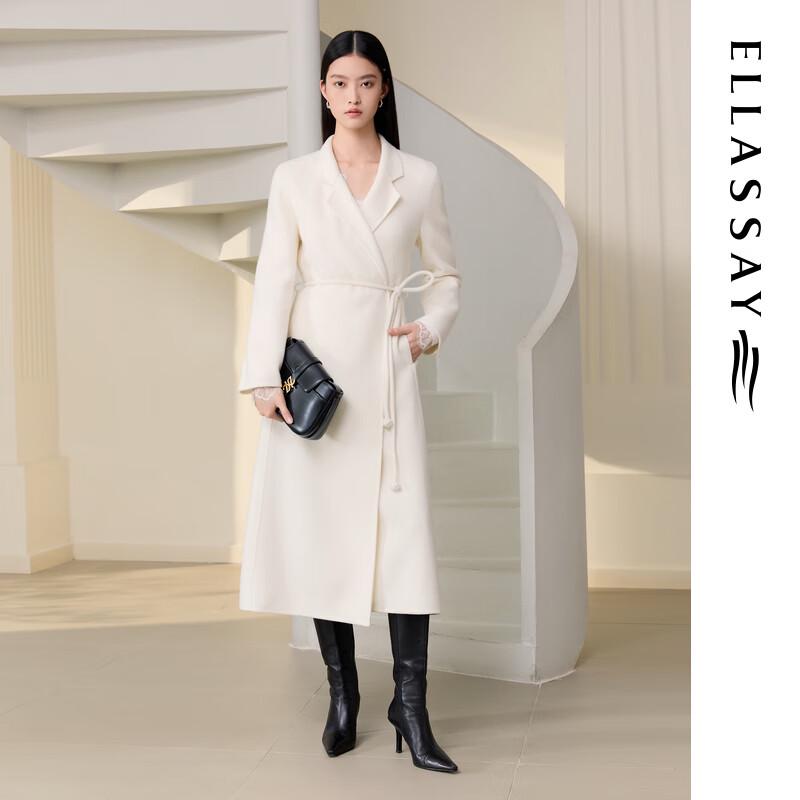 

ELLASSAY Женское длинное пальто из смесовой мериносовой шерсти с поясом M