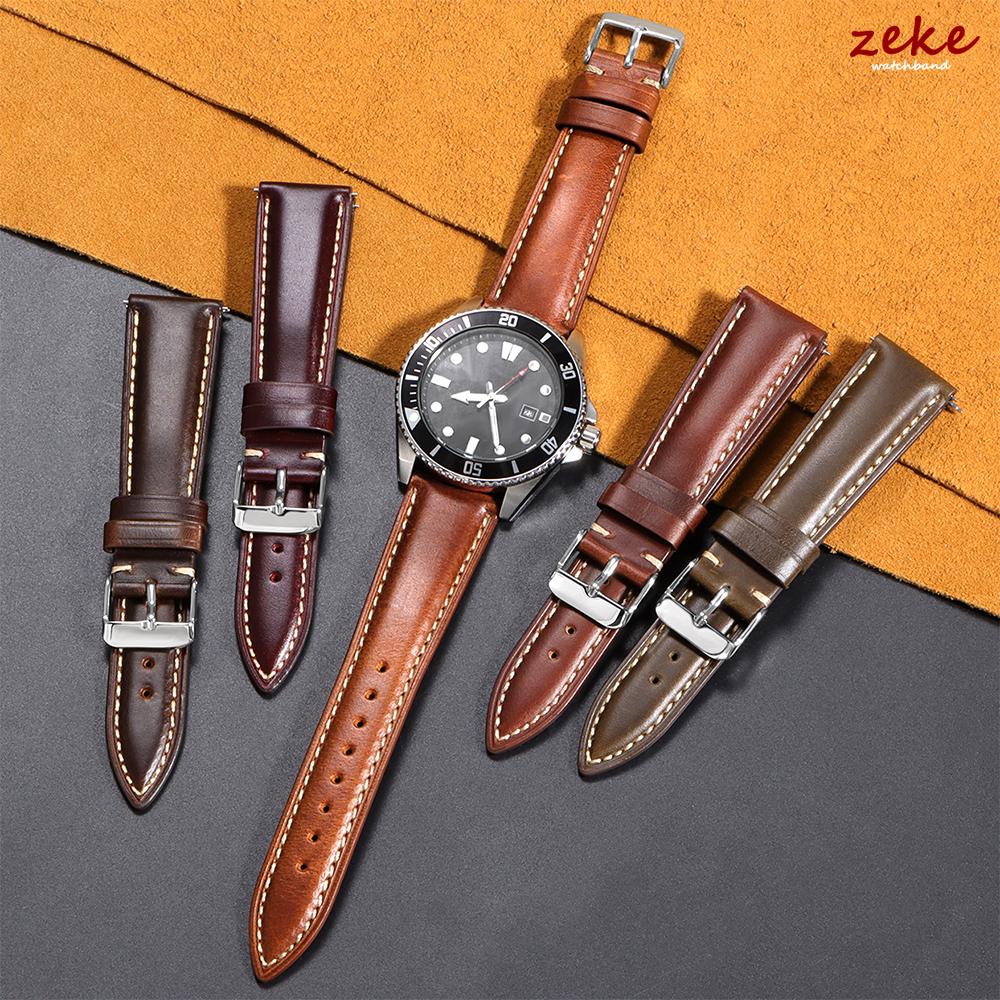18mm 19mm 20mm 21mm 22mm for Omega Vintage Oil Wax Leather Watch Strap Brown Pin Buckle Head Layer Cowhide Watchband Accessories
