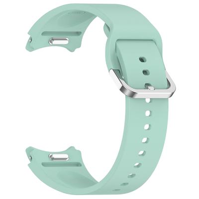 For Samsung Galaxy Watch4/5/6/7 40mm/Watch 5 Pro 45mm/Watch FE 40mm Wrist Band Silver Buckle Silicone Watch Strap