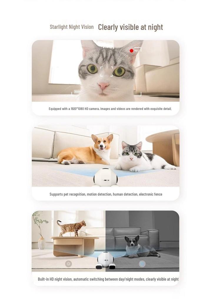 Wireless Portable Pet Camera with Mobile Entertainment & Two-Way Audio