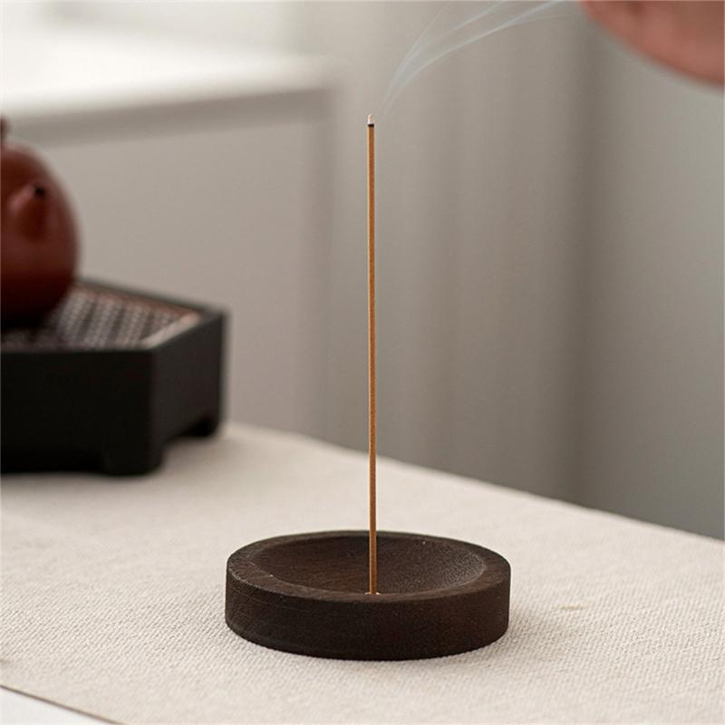 Wood Incenses Stick Stand Creative Incenses Burners Round Shaped Censer for Meditation & Relaxiation