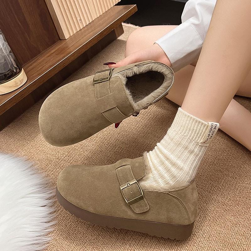 Fleece all-inclusive retro Birkenstocks winter new cotton shoes fluffy shoes thickened warm snow boots 35