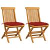 Day and Night - Day and Night Garden Chairs 2 Pcs Solid Teak Wood with Red Cushions