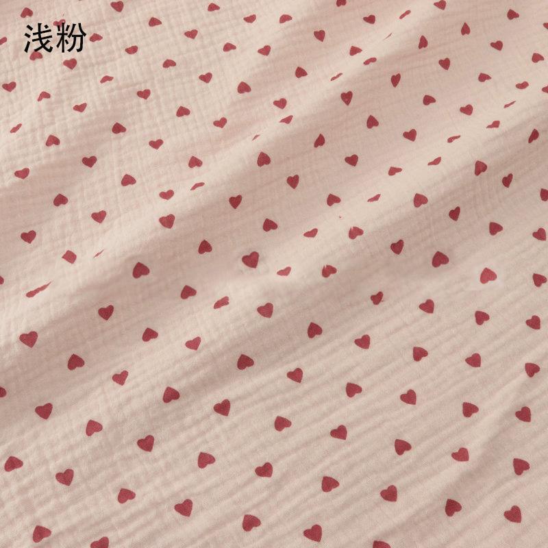 15 Colour Soft Heart Print Cotton Sewing Fabric Crepe Double Layer Gauze Cloth Cotton Skirt Pajama Cotton Fabric 100x135cm