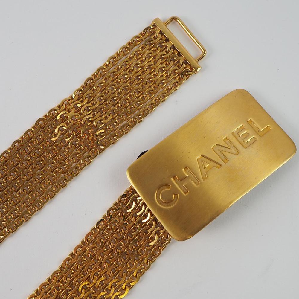Chanel Chain Belt A07689 With Logo Gold Plated Gold Women Used