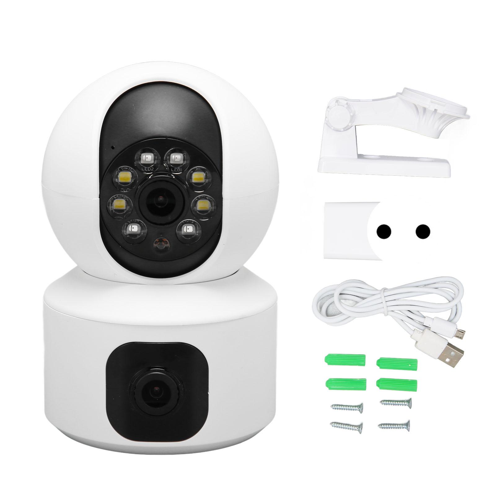 

2.4G WiFi Security Camera Dual Lens HD Color Night Vision Motion Detection 2 Way Talk Wireless EU Plug