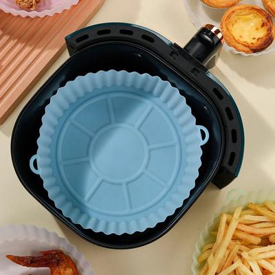 1Pcs Air Fryer Silicone Basket Silicone Mold Airfryer Oven Baking Tray Pizza Fried Chicken Basket Reusable Pan Liner Accessories