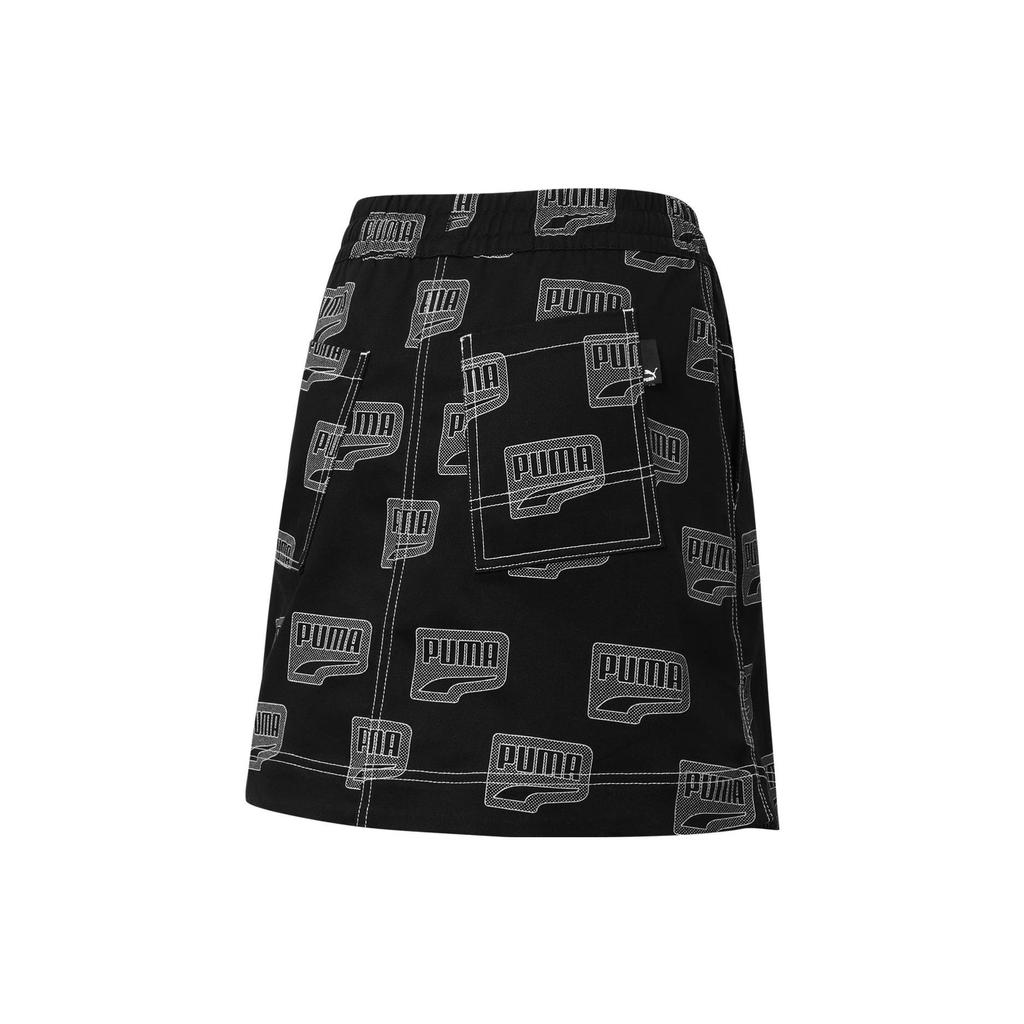 Puma Downtown Skirt Logo Print Elastic Waist Comfortable Casual Skirt Women Skirts Black 537635-01