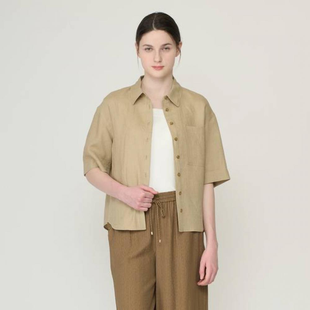 

Bcbg Pocket Drop Shoulder Linen Blouse B6m5b492 beige (72)/55