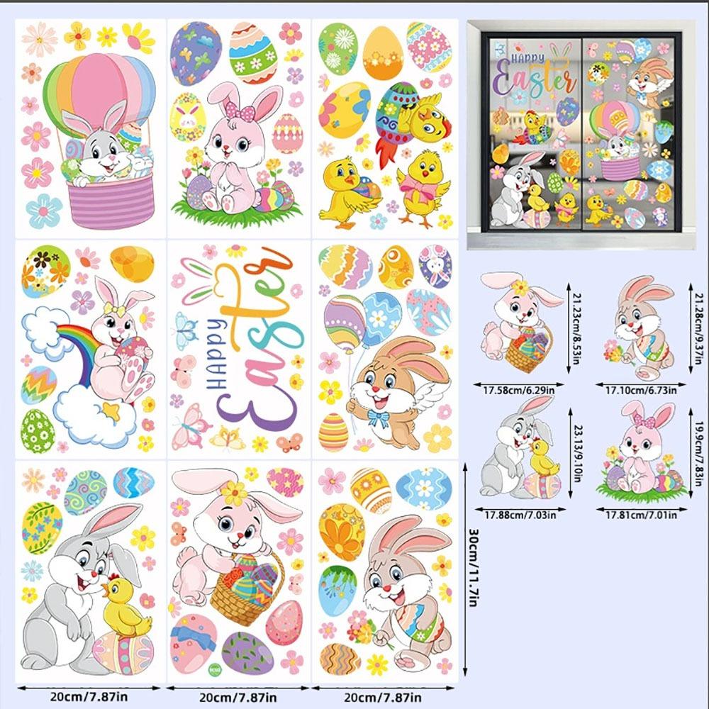 Self Adhesive Easter Egg Stickers Electrostatic Sticky Colorful Door Window Stickers DIY Easter Bunny Glass Window Sticker