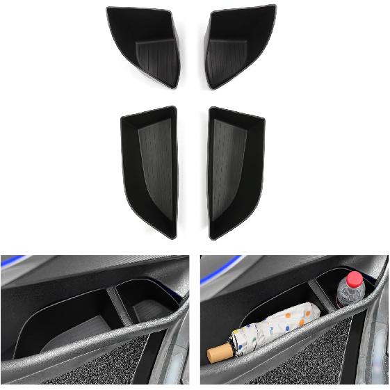 Smabee 4PCS Rear Door Side Organizer for BMW X5 2019-2025 Door Side Storage Box 2024 Accessories TPE Rear Car Door Slot Tray Organizer Black