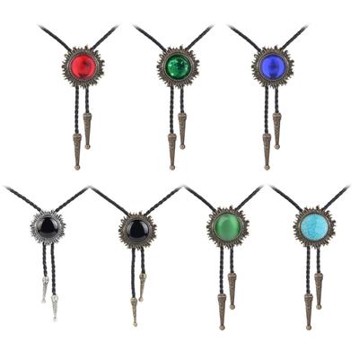 Alloy Gemstones Buckle Decor Bolo Tie for Men Women Bridegroom Wedding Necklace
