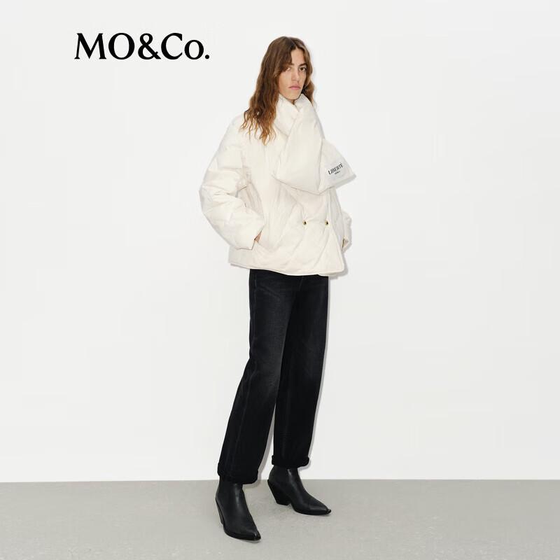 

MO&Co. Женская двухпредметная куртка с ромбовидной стежкой, на 90% из утиного пуха, со шарфом XS 155