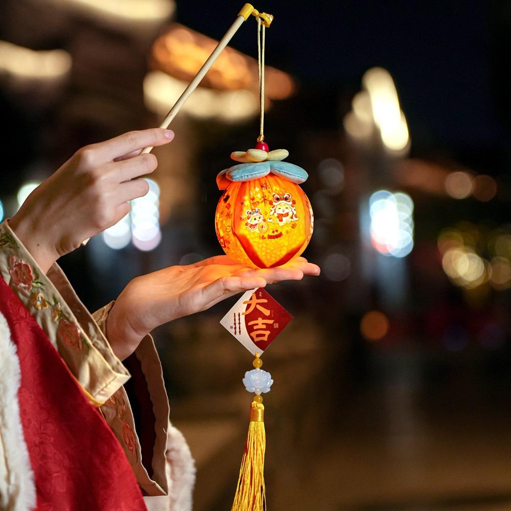 Cartoon Lucky Persimmon Lantern with Tassel Spring Festival Lantern  Living Room Decor