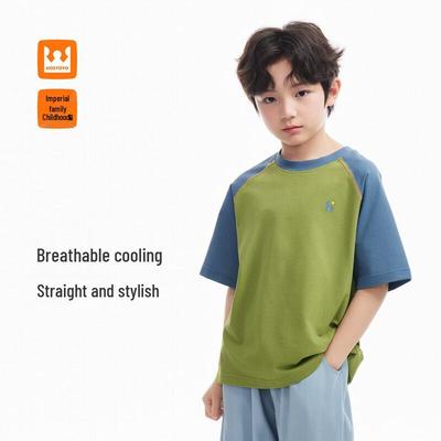 Boy's Contrast Raglan Sleeve Letter Print T-Shirt
