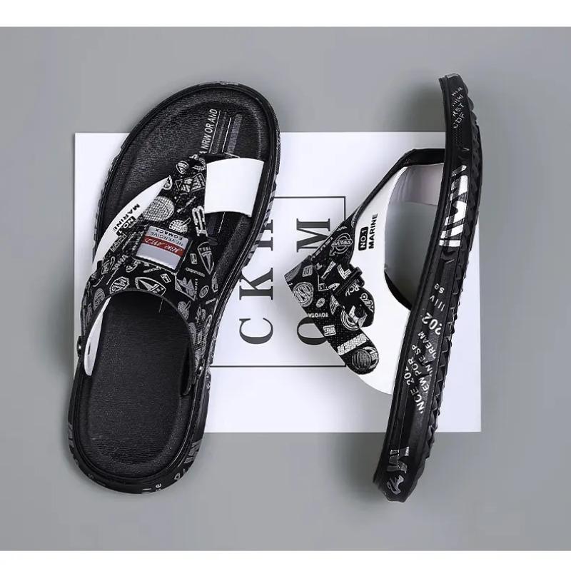 Mens Outdoor Casual Flip Flops Summer New Anti Slip Soft Sole Comfort Beach Slippers Fashion Breathable Versatile Walk Sandals