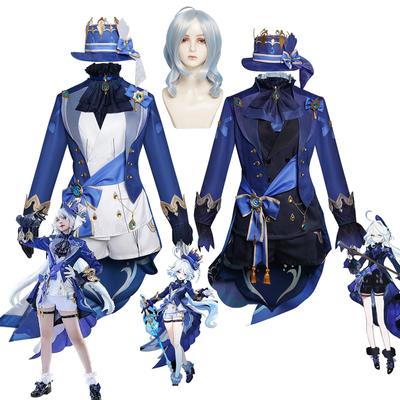 Žaidimas Genshin Impact Focalors Cosplay kepurė Perukas Plaukai Visas komplektas Karnavalinė Moteriška Suknelė Uniforma Kostiumas Apranga Vaidmenų žaidimas Masquerade Water God