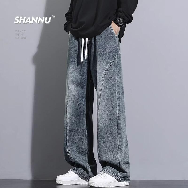 SHANNU Men s Loose Straight Curved Workwear Jeans L