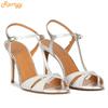 2025 Summer New Women Sandals T Tied Slingback Open Toe High Heels Front Rear Strap Casual Sandals Solid Color Plus Size