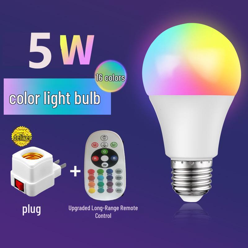 E27 RGB Color-Changing LED Bulb with Remote Control, Available In 5W, 10W, and 15W.