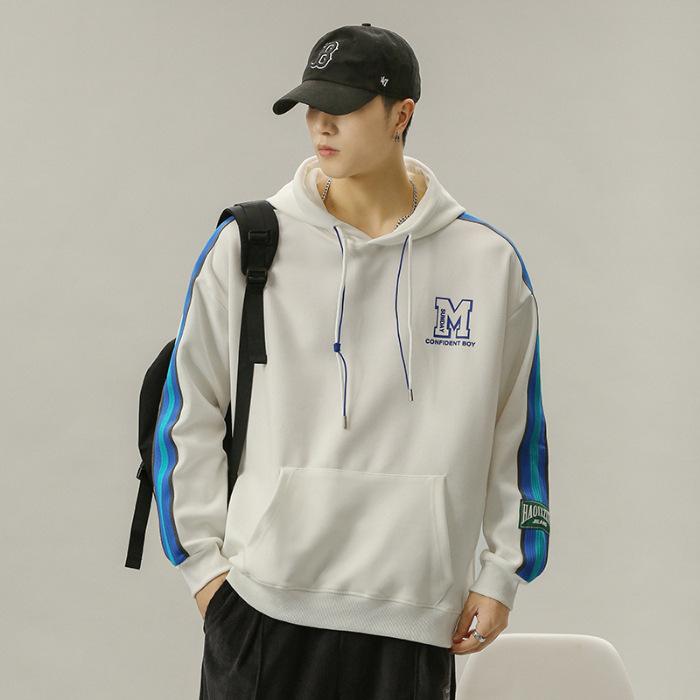 Осенний свитер с капюшоном мужской свободного кроя большого размера модный топ с принтом — фото 7