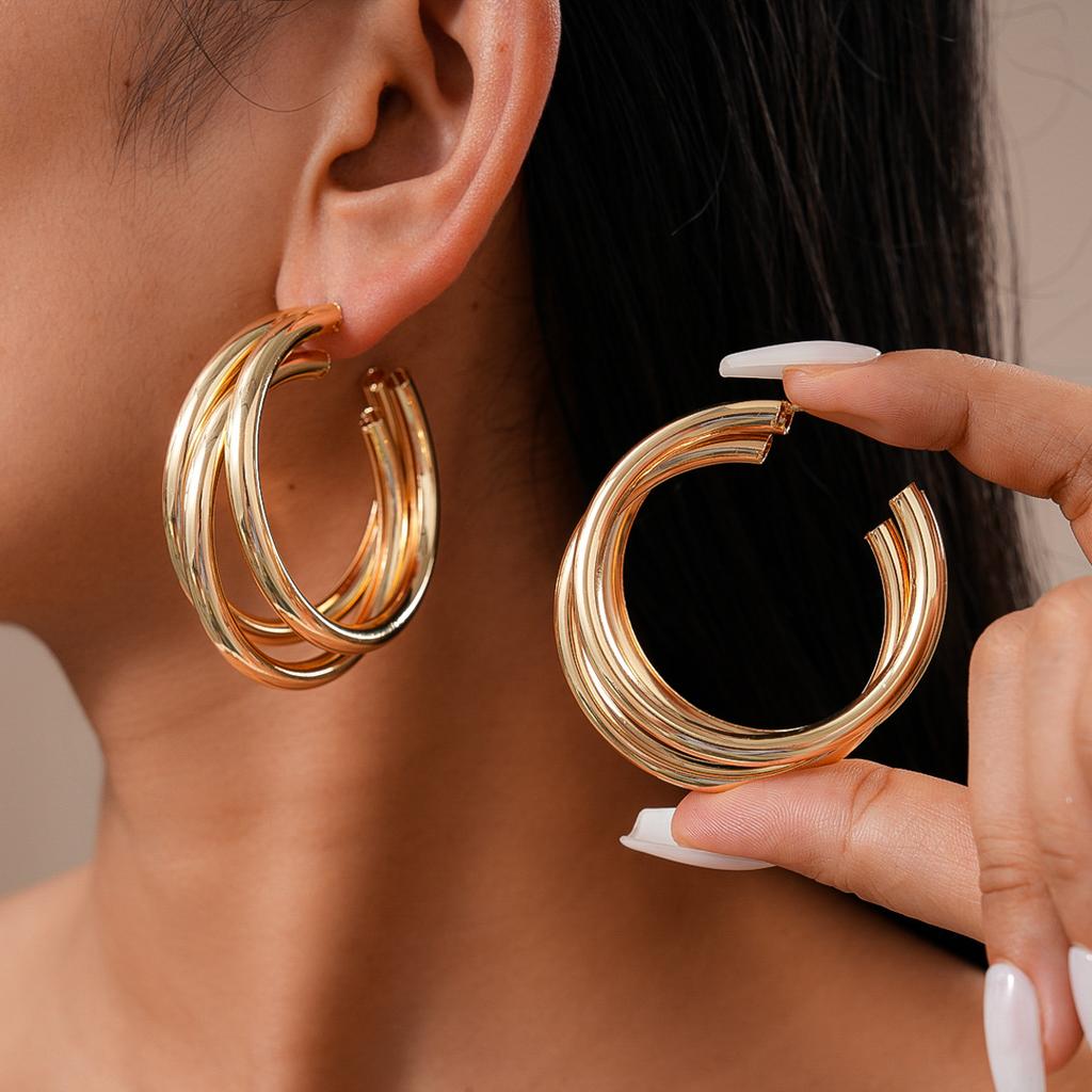 Geometric Multi-layer Round C-Earrings Cold Wind Earrings