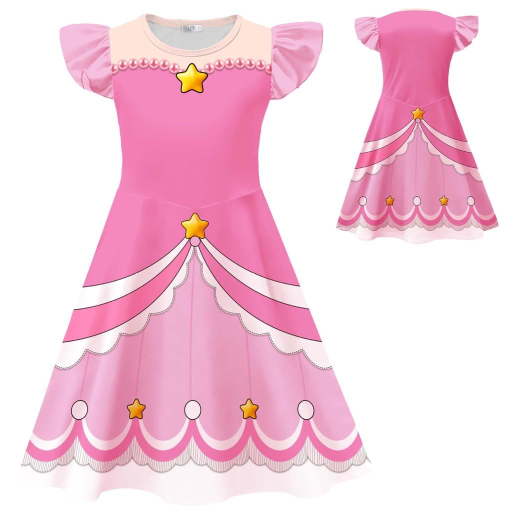 26273 Kids Girls Lily Lovebraids Stars Printed Pink Dress Pants Bag Set Halloween Cosplay Costumes