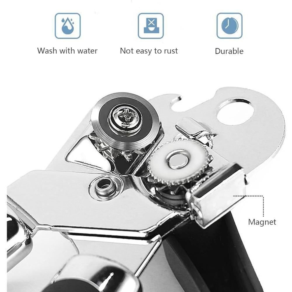 Manual Can Opener Stainless Steel Smooth Edge Hand Held Can Opener Heavy Duty Multifunctional Bottle Opener Easy Turn Knob