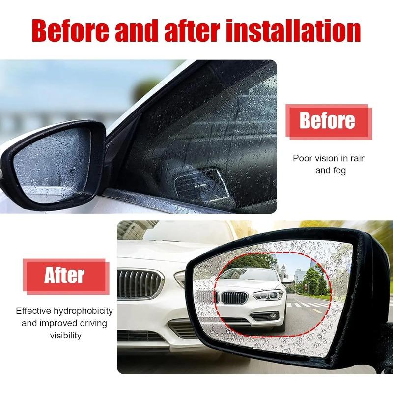 Professional Rearview Mirror Rain Protection Film Set Anti Fog Waterproof for Car Truck Window Glass Safe Driving Rainy
