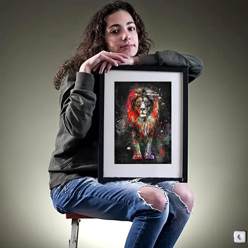 1 Stück 11,8 x 15,7 Zoll 5D-Diamantgemälde zum Selbermachen, Löwe, Stickset, All-Water-Diamantgemälde, handgefertigtes Heimdekorationsgeschenk