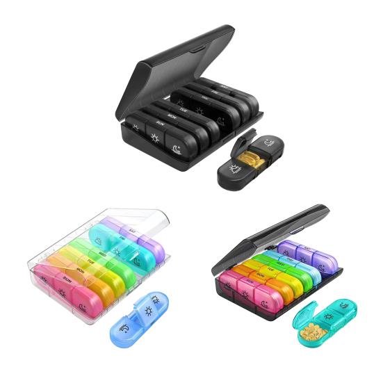 Weekly Pill Organizer with 21 Grids Easy Open Organizer Flip Cover Leak Proof Travel Safe Pill Box for Health
