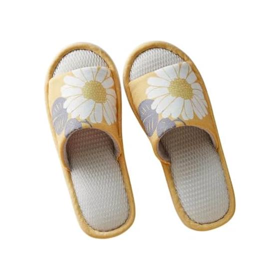 [Belle Maison] Washable Indoor Lightweight Mesh Slippers Flower (Yellow) M