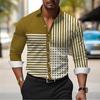 Striped men's business casual 3D printed shirt for outdoor wear, daily work folding, long sleeved oversized xs-6xL for comfort