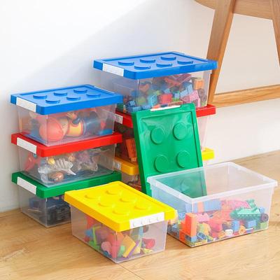 Stackable Toy Storage Box with Snap-On Lid for Children's Lego Bricks
