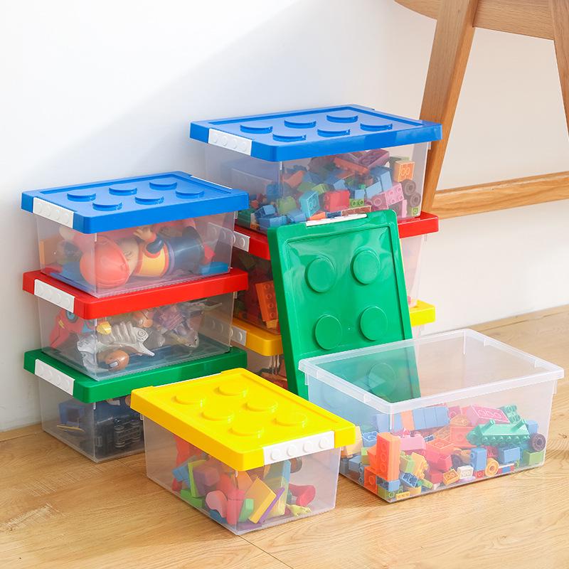 Large Capacity Stackable Building Block Storage Box with Snap-on Lid for Toy Organization
