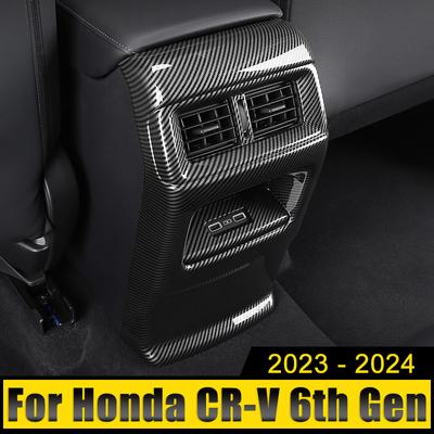 ABS Car Interior Rear Armrest Air Outlet Trim Panel Pad Anti Kick Cover Sticker For Honda CR-V CRV 6th Gen 2023 2024 2025 Hybrid